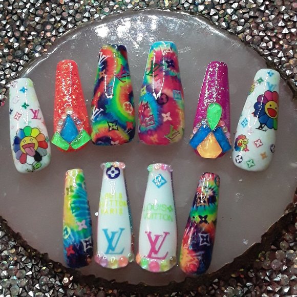 Handmade Hard Gel XL Coffin Press On Nails - Picture 3 of 9